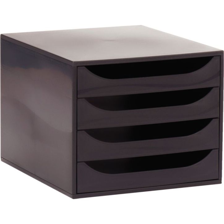 Module 4 tiroirs Ecobox de couleur noir opaque 228014D EXACOMPTA