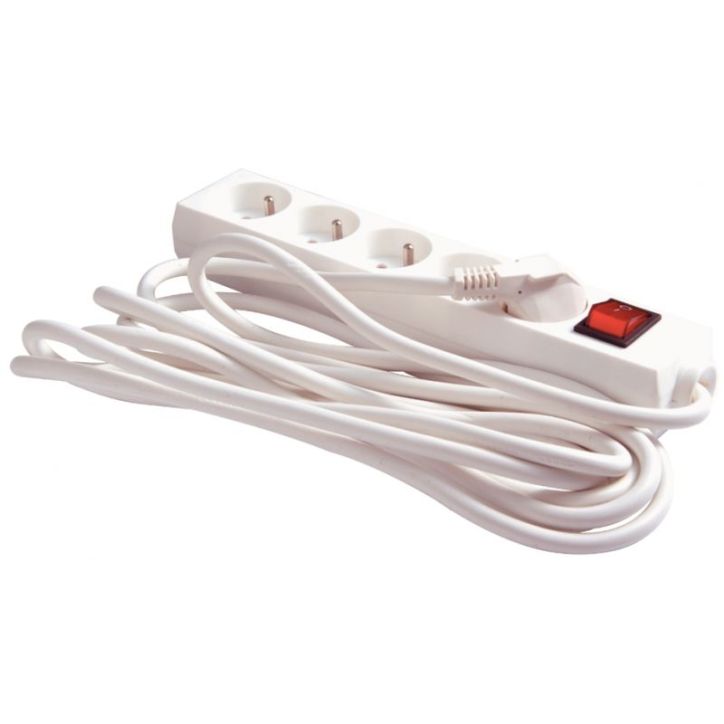 Bloc de 5 prises, longueur 4 M blanc GAE000462