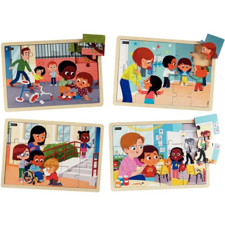 Lot de 4 puzzles, je prends soin des autres 387230 NATHAN