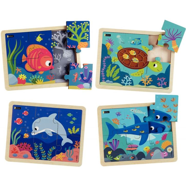 Lot de 4 puzzles, les animaux de la mer 387231 NATHAN