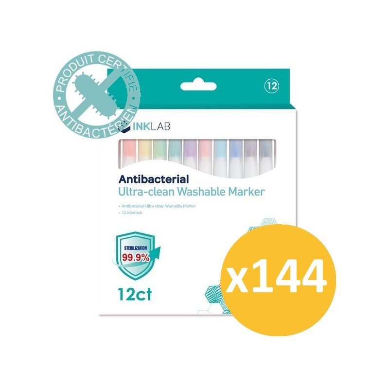 Pack scolaire remisé 144 étuis de 12 feutres fins antibactériens