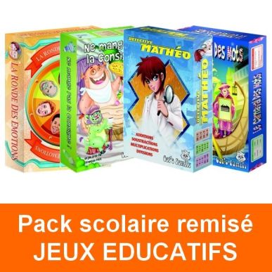 Pack scolaire remisé 4 jeux de cartes éducatifs Cat's Family