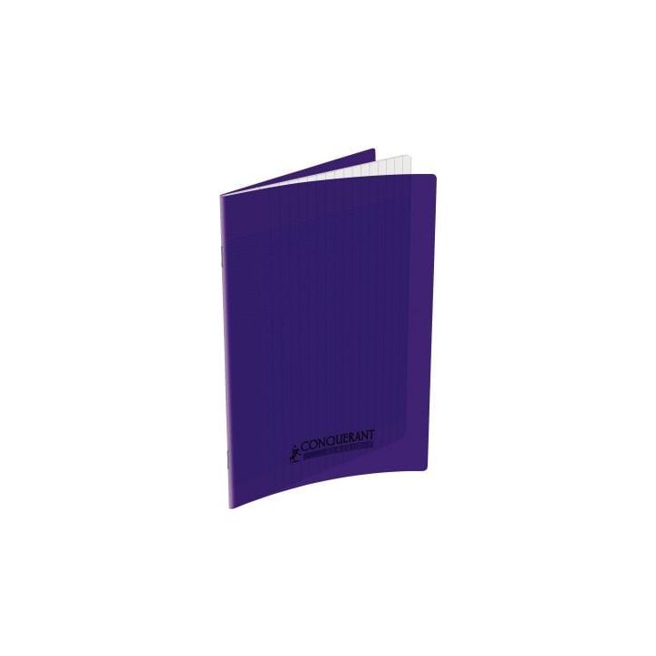 CONQUERANT C9 Cahier piqûre 17x22cm 96 pages 90g grands carreaux Séyès. Couverture polypropylène Violet
