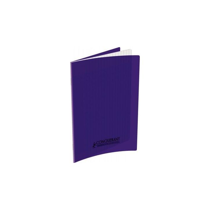 CONQUERANT C9 Cahier piqûre 17x22cm 32 pages 90g grands carreaux Séyès. Couverture polypropylène Violet
