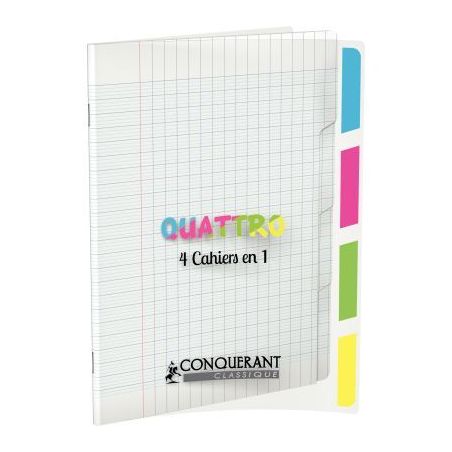 Achetez CONQUERANT C9 Cahier 4en1 agrafé 17x22cm 140 grands carreaux Séyès couverture polypro inc..