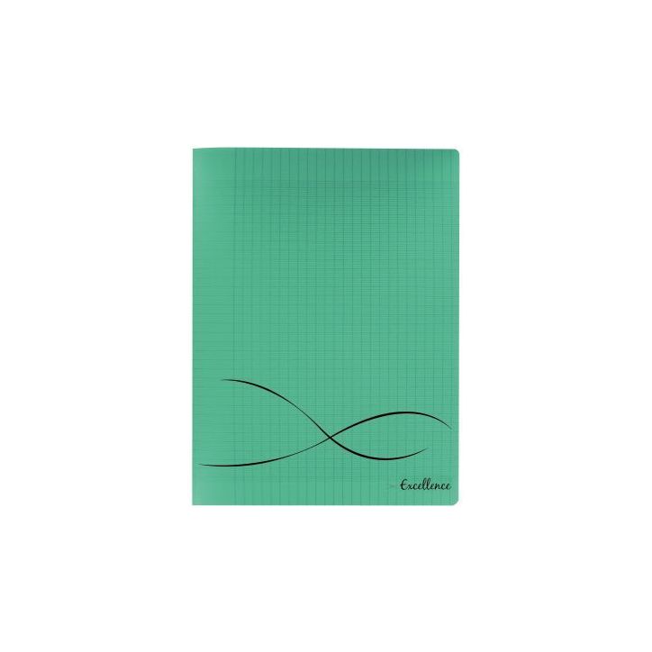 CONQUERANT C9 Cahier piqûre 17x22cm 96 pages 90g grands carreaux Séyès. Couverture polypropylène Vert