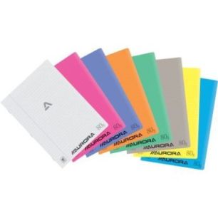 Achetez Cahier piqué AURORA 72 pages 80g, format A4 ligné 8mm, couverture PP coloris assortis 36PP..