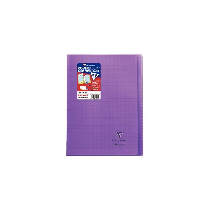 Achetez Piqûre 96 pages 21x29,7 cm KOVERBOOK, seyès 90g, couverture en polypropylène, violet 9714..