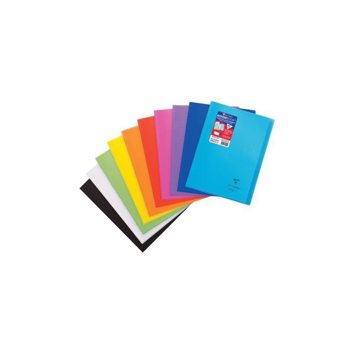 Piqûre 96 pages KOVERBOOK, format A4, quadrillé 5x5 90g, couverture polypropylène coloris assortis 971601C (...)