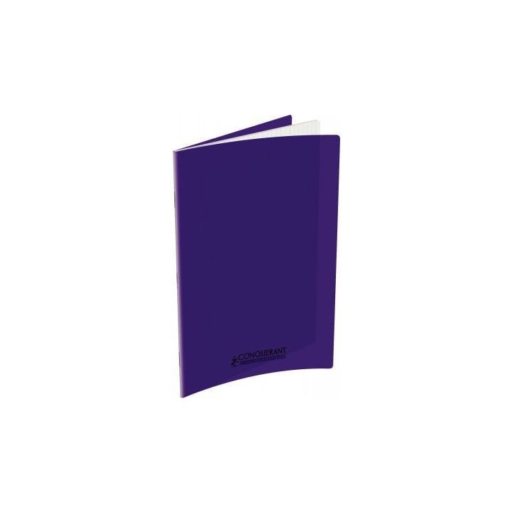 CONQUERANT C9 Cahier piqûre 24x32cm 48 pages 90g grands carreaux Séyès. Couverture polypropylène Violet