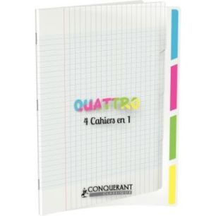 Achetez CONQUERANT C9 Cahier 4en1 agrafé 24x32cm 140 grands carreaux Séyès couverture polypro inc..