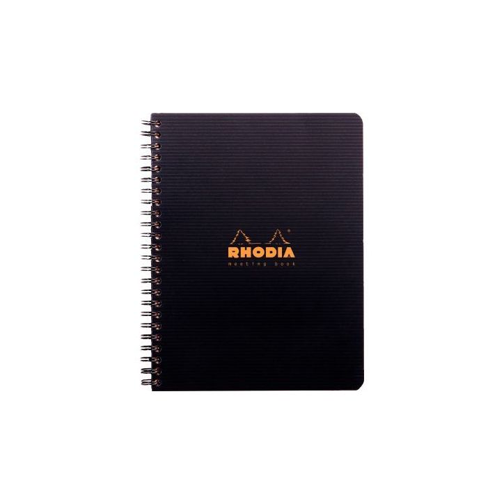 Cahier 160 pages MEETING BOOK RHODIACTIVE, format A5+, couverture en polypropylène noir 119941C RHODIACTIV CL(...)