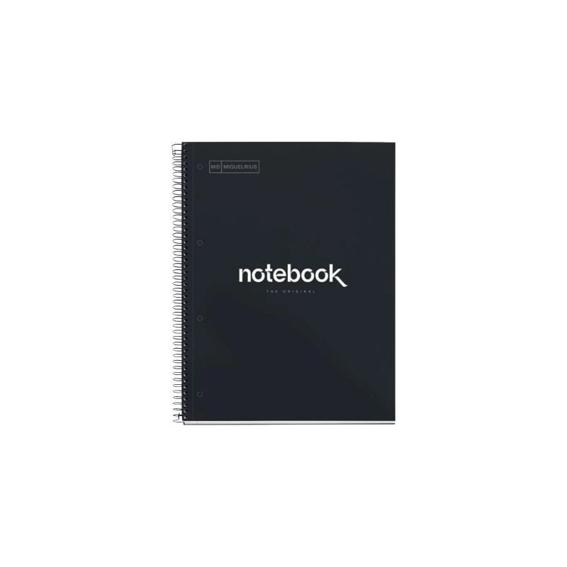 Achetez NOTEBOOK MIQUELRIUS format A4, 80 feuilles 90g, quadrillé 5x5, couverture carton rigide noi..