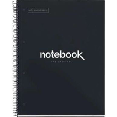 Achetez NOTEBOOK MIQUELRIUS format A4, 80 feuilles 90g, quadrillé 5x5, couverture carton rigide noi..