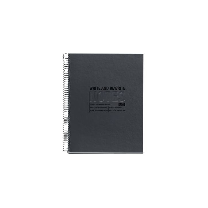 NOTEBOOK MIQUELRIUS format A4, 120 feuilles 80g, quadrillé 5x5, couverture carton recyclé noir MR6027 MIQUEL(...)