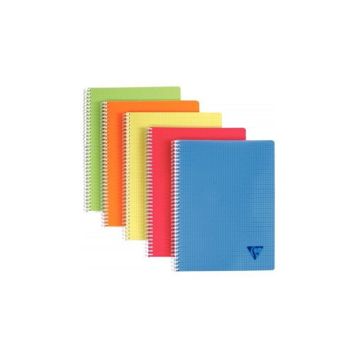 CLAIREFONTAINE LINICOLOR cahier spirale couverture polypro 180 pages A4 petits carreaux
