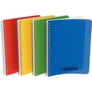 Achetez Cahier spirale 21x29,7cm 100 pages petits carreaux 5x5 90g. Couverture polypro assortie pas ..