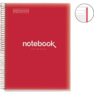 Achetez NOTEBOOK MIQUELRIUS format A4, 80 feuilles 90g, quadrillé 5x5, couverture PP rouge MR46060 ..