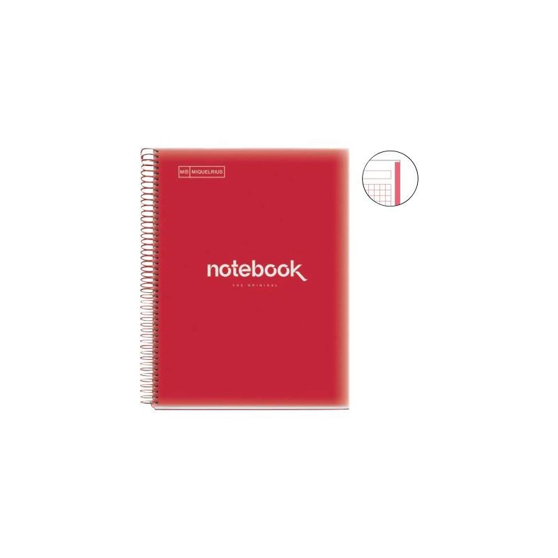 Achetez NOTEBOOK MIQUELRIUS format A4, 80 feuilles 90g, quadrillé 5x5, couverture PP rouge MR46060 ..