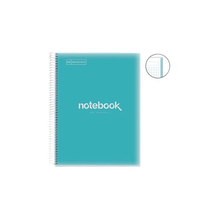 NOTEBOOK MIQUELRIUS format A4, 80 feuilles 90g, quadrillé 5x5, couverture PP bleu ciel MR46058 MIQUELRIUS APL(...)