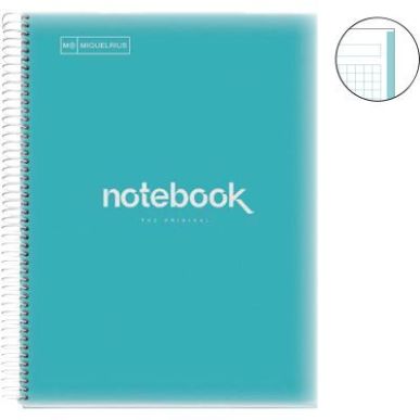 Achetez NOTEBOOK MIQUELRIUS format A4, 80 feuilles 90g, quadrillé 5x5, couverture PP bleu ciel MR46..