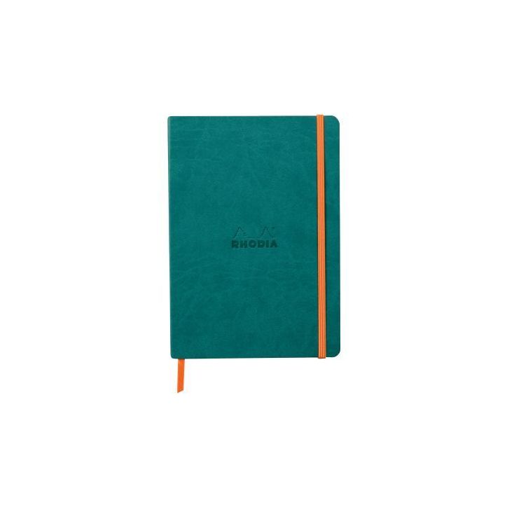 Carnet 160 pages RHODIARAMA format A5, ligné, couverture souple en simili cuir, bleu paon 117376C RHODIARAMA (...)