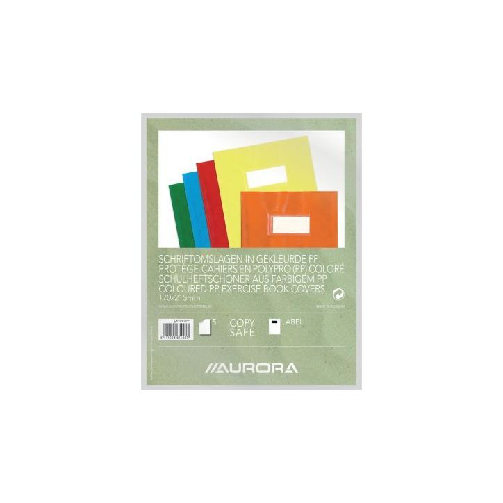 Paquet de 5 protège-cahiers PP opaque + étiquette, format A5, coloris assortis 5X11102PP AURORA