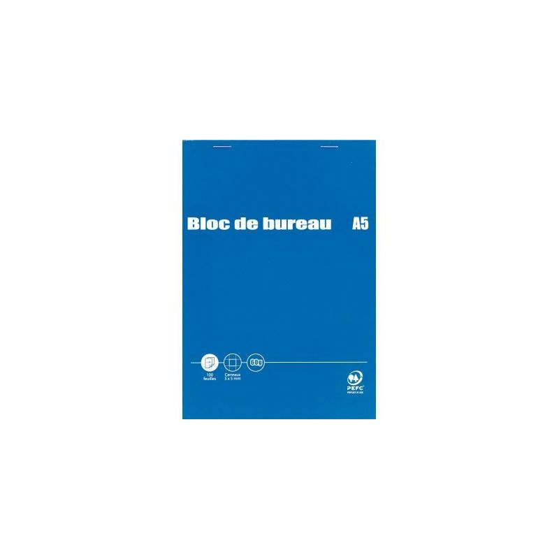 Achetez HAMELIN Bloc bureau 001 format 14,8 x 21 cm (A5) 200 pages quadrillées 5x5 60g. Agrafé en-..