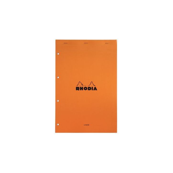 Bloc de bureau RHODIA 80 feuilles perforées, format A4+, papier ligné 7 mm blanc 80g 119600C CLAIREFONTAINE