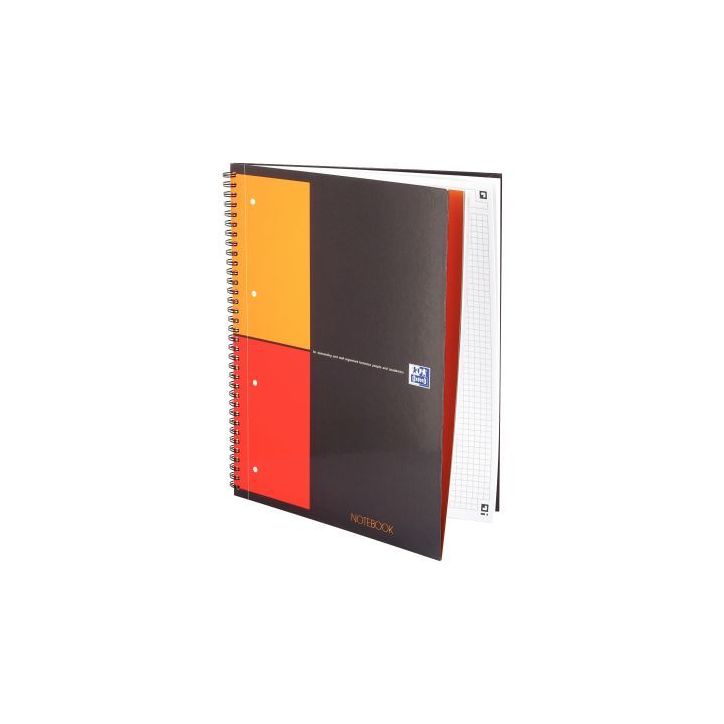OXFORD Cahier NOTEBOOK spirales 160 pages perforées 80g 5x5 21x31,8cm Couverture polypro Gris