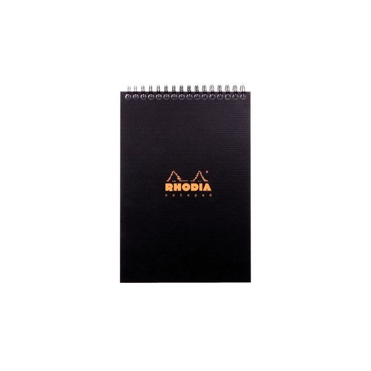 RHODIA Bloc Notepad spirale en tête en polypropylène 160 feuilles format 14,8x21cm.Coloris noir