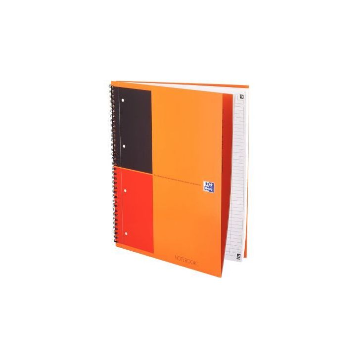 OXFORD Cahier NOTEBOOK spirales 160 pages perforées 80g lignée 6mm 21x31,8cm Couverture polypro Orange