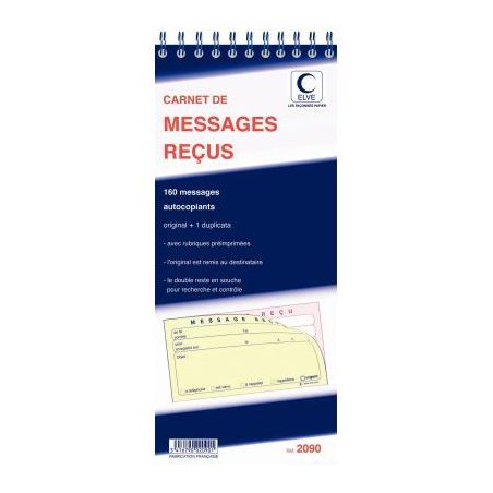 Achetez Carnet de 160 messages reçus 2090 LEBON & VERNAY pas cher sur Ma Rentrée Scolaire