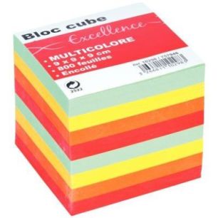Achetez Bloc cube multicolore d'environ 800 feuilles encollées, dimensions : 9 x 9 x 9 cm 326681075..