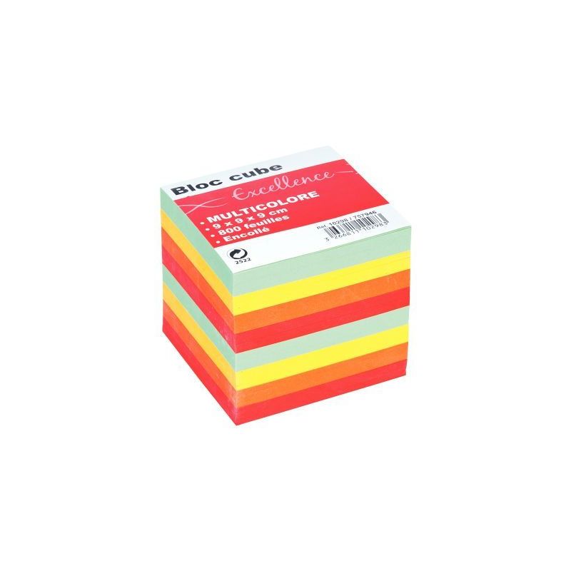 Achetez QUO VADIS Bloc cube arc en ciel 9x9x8cm 610 feuilles encollées 80g PEFC pas cher sur Ma Ren..