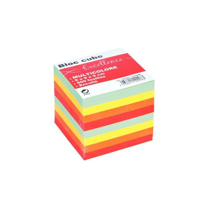 QUO VADIS Bloc cube arc en ciel 9x9x8cm 610 feuilles encollées 80g PEFC