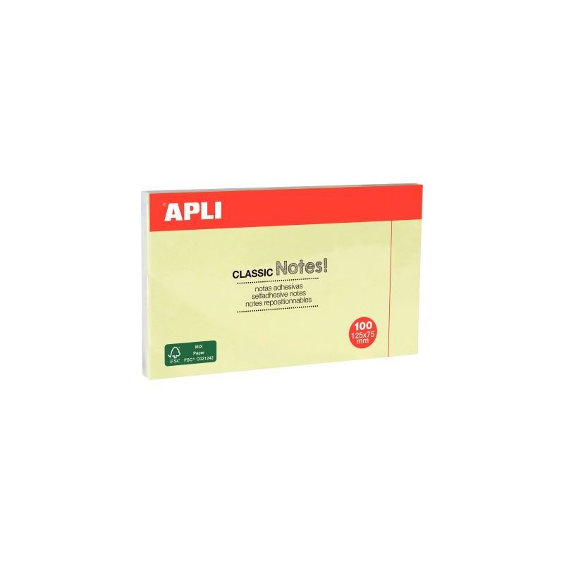 Achetez Bloc de 100 feuilles notes adhésif repositionnable, 125 x 75 mm, jaune 10976 APLI pas cher .. Achetez Bloc de 100 feuilles notes adhésif repositionnable, 125 x 75 mm, jaune 10976 APLI pas cher ..
