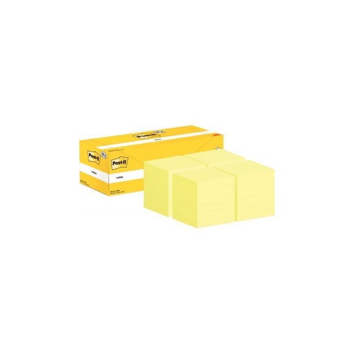Boîte de 24 blocs 100 feuilles post it format 76x76mm jaune dont 6 gratuits BP1350 3M