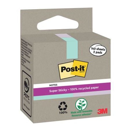 Achetez Boite de 2 blocs note recyclés de 140 feuilles Bleu et violet BP1514 POST-IT 3M pas cher su..
