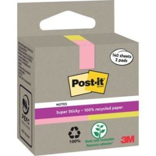 Achetez Boite de 2 blocs note recyclés de 140 feuilles rose et jaune BP1504 POST-IT 3M pas cher sur..