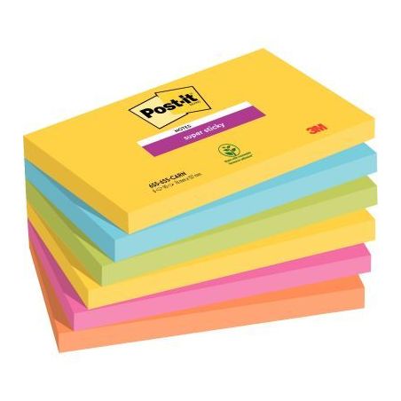 Achetez POST-IT Lots de 6 blocs Notes Super Sticky POST-IT® couleurs RIO 90 feuilles 76 x 127 mm pa..