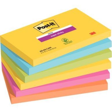 Achetez POST-IT Lots de 6 blocs Notes Super Sticky POST-IT® couleurs RIO 90 feuilles 76 x 127 mm pa..