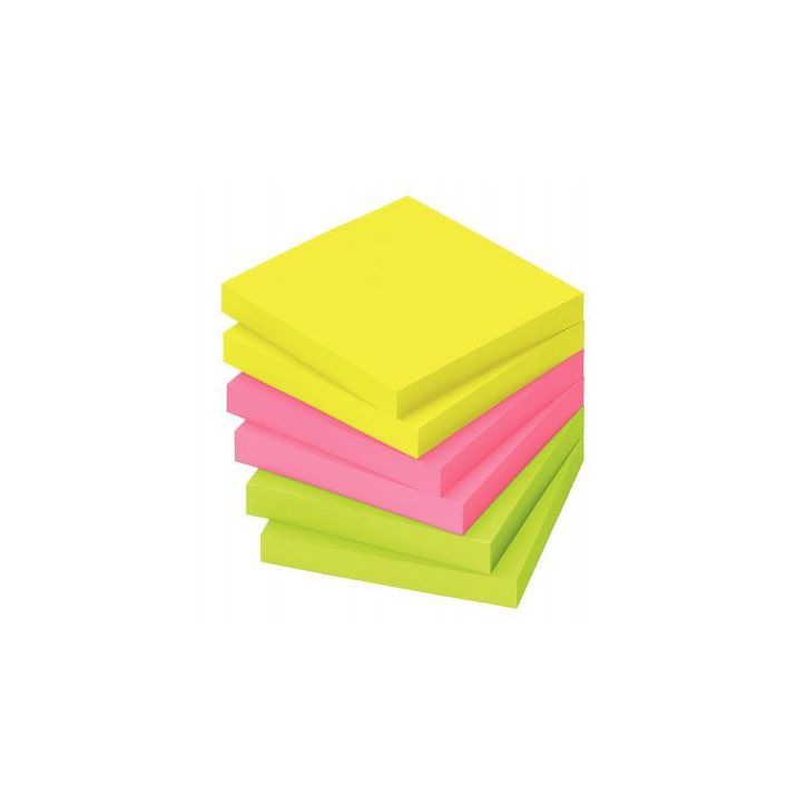 Lot de 6 blocs de notes repositionnables de 80 feuilles 75 x 75 mm couleurs vives assorties 5854-21