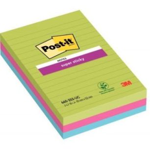 Achetez Paquet de 3 blocs Notes Super Sticky de 90 feuilles lignées, format 101 x 152 mm BP120 POST..