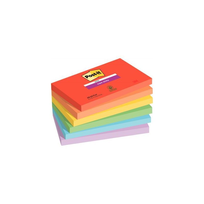 Achetez Paquet de 6 blocs notes super sticky post-it  90 feuilles 76x127 collection playful BP1241 P..