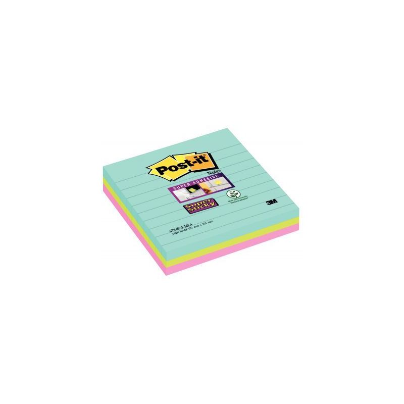 Achetez POST-IT Lots de 3 blocs Notes Super Sticky POST-IT® MIAMI 70 feuilles 101 x 101 mm pas cher..