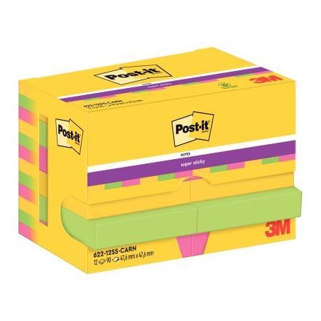Achetez POST-IT Lot de 12 blocs Super Sticky Rio 90 feuilles 47,6x47,6mm, coloris Jaune néon, Vert ..