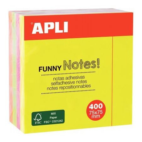 Achetez Cube de 400feuilles repositionnables 75x75 4couleurs 10974 APLI pas cher sur Ma Rentrée Sco..
