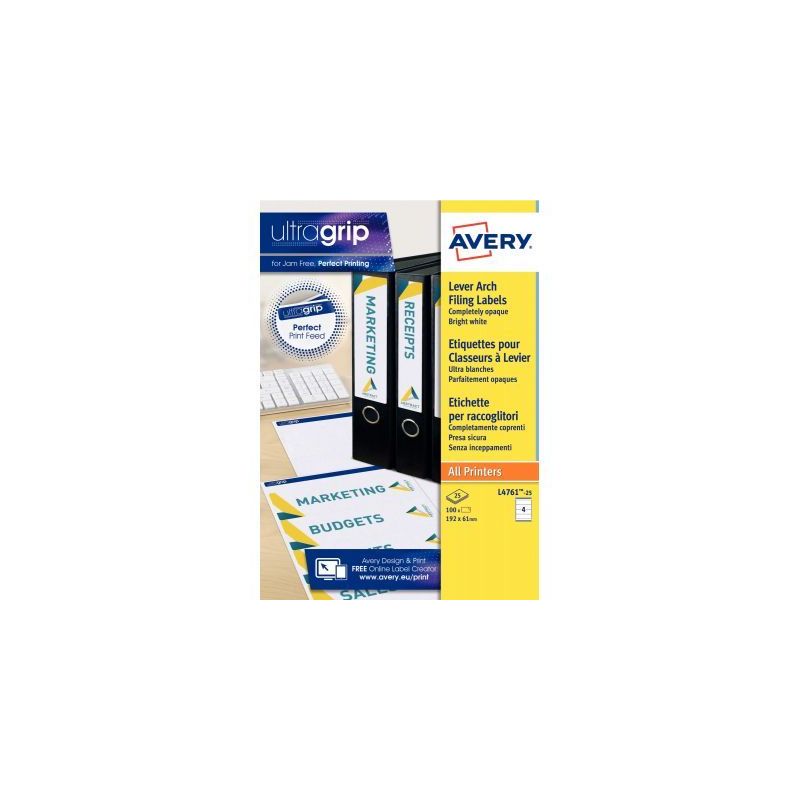 Achetez Paquet de 100 étiquettes adhésives pour dos de classeurs, format 19,2 x 6,1 cm L4761-25 AV.. Achetez Paquet de 100 étiquettes adhésives pour dos de classeurs, format 19,2 x 6,1 cm L4761-25 AV..