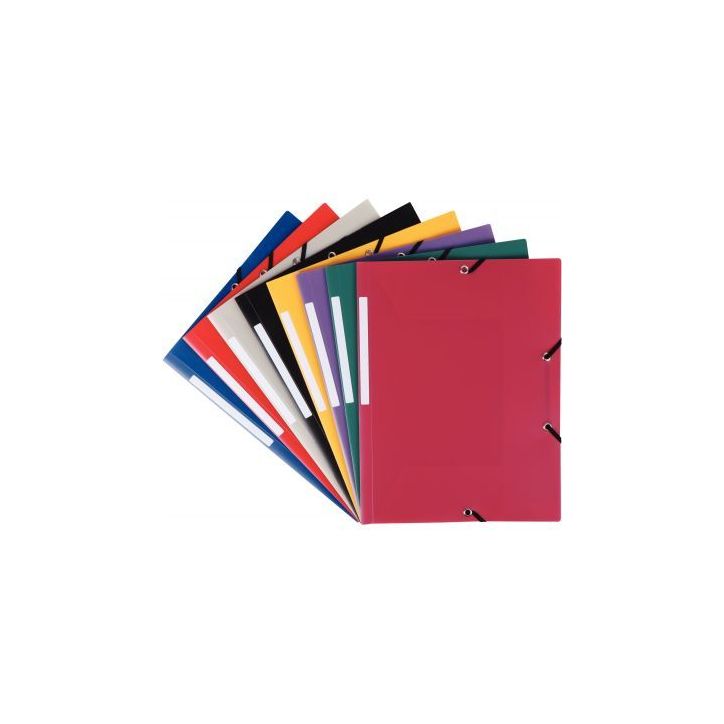 Chemise 3 rabats à élastiques en polypropylène opaque 4/10ème, format 24x32 cm, rouge 1300090 ROUGE